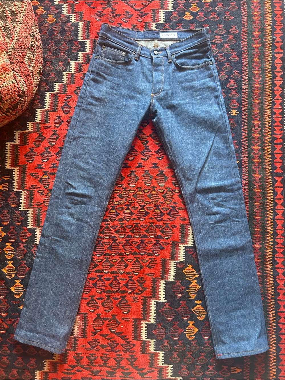 Gustin Slim Fit Raw Selvedge Jeans Men’s 33x34 Dark Indigo Sewn in California